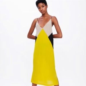 Zara Color Block Dress in Yellow